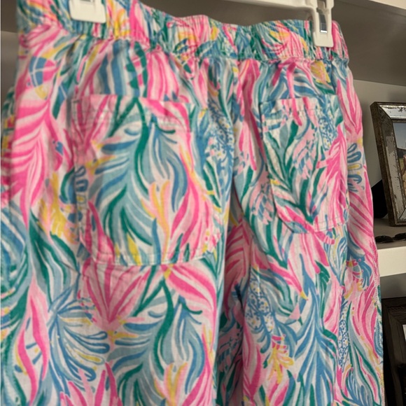 Lilly Pulitzer Pink and Blue Leaf Print Pants - Picture 5 of 5